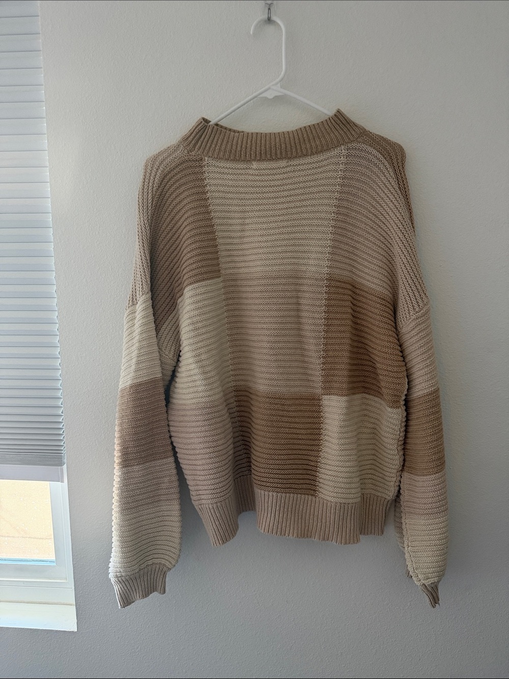 Peppermayo Beige and Cream Block Stripe Crewneck Sweater - Men - Picture 1 of 3